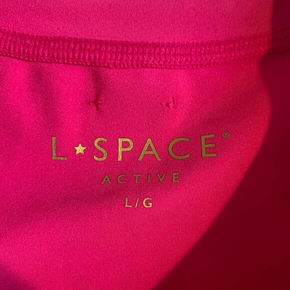 Lspace Top Womens L Large Barbie Pink Cropped Aim High Low Impact Second Skin - Picture 9 of 15